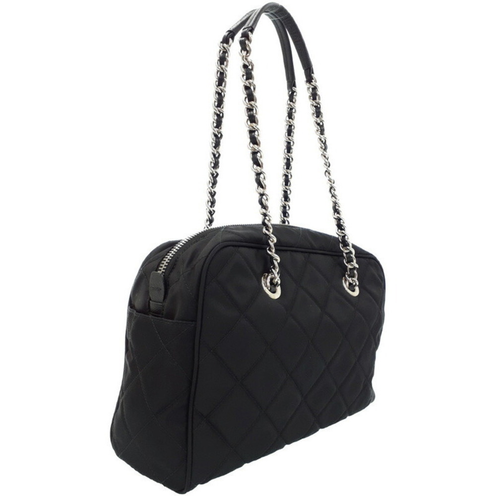 Prada Tessuto Quilted Impuntu Shoulder Bag Black Chain